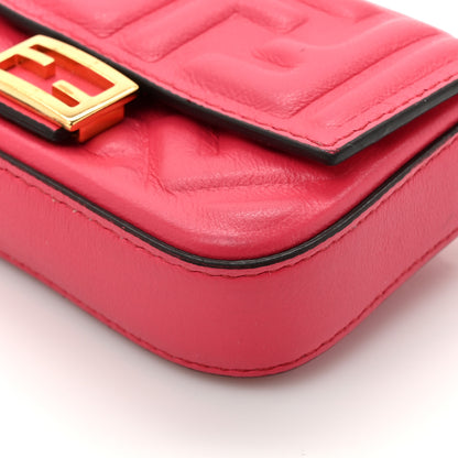 Fendi Nappa Matisse FF Embossed Nano Baguette Charm Lampone 12 of 15