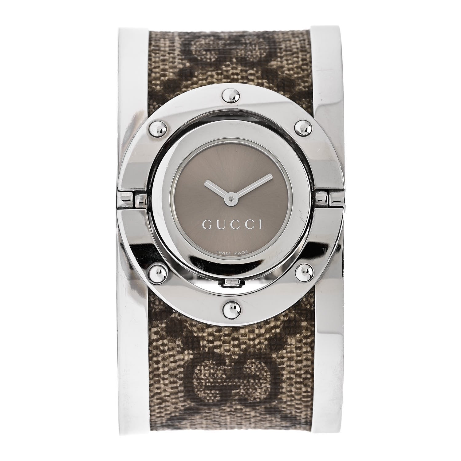 Gucci Stainless Steel Canvas 33mm Twirl Monogram Quartz Watch Brown 1 of 5
