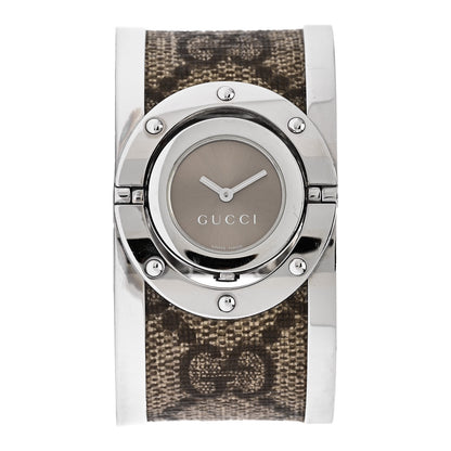 Gucci Stainless Steel Canvas 33mm Twirl Monogram Quartz Watch Brown 1 of 5