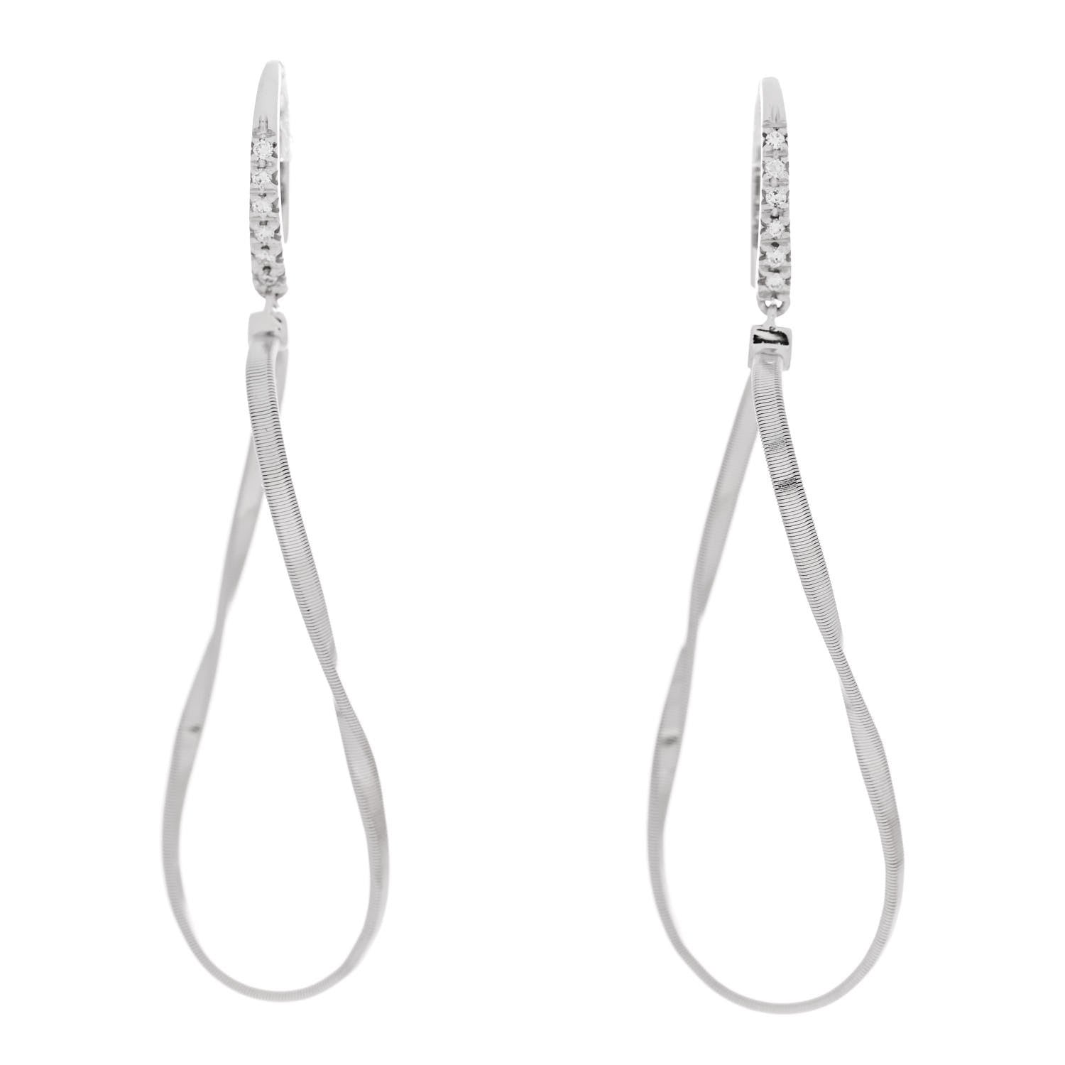Marco Bicego 18K White Gold Diamond Marrakech Drop Earrings 1 of 4