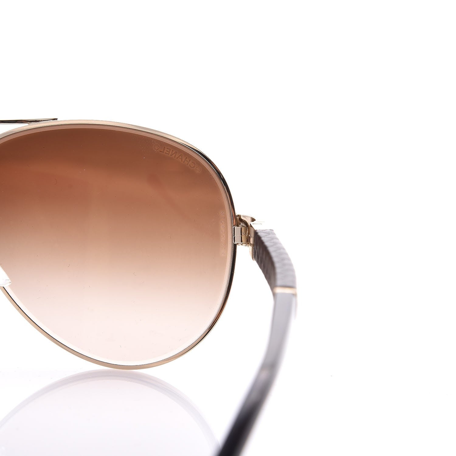 Chanel Lambskin Quilted CC Aviator Sunglasses 4195-Q Brown Gold 8 of 9