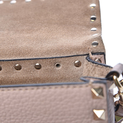 Valentino Garavani Pebbled Calfskin Small Rockstud Single Handle Flap Bag Poudre 8 of 21