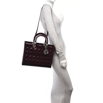 Christian Dior Patent Cannage Large Lady Dior Violet Purple 3 of 10
