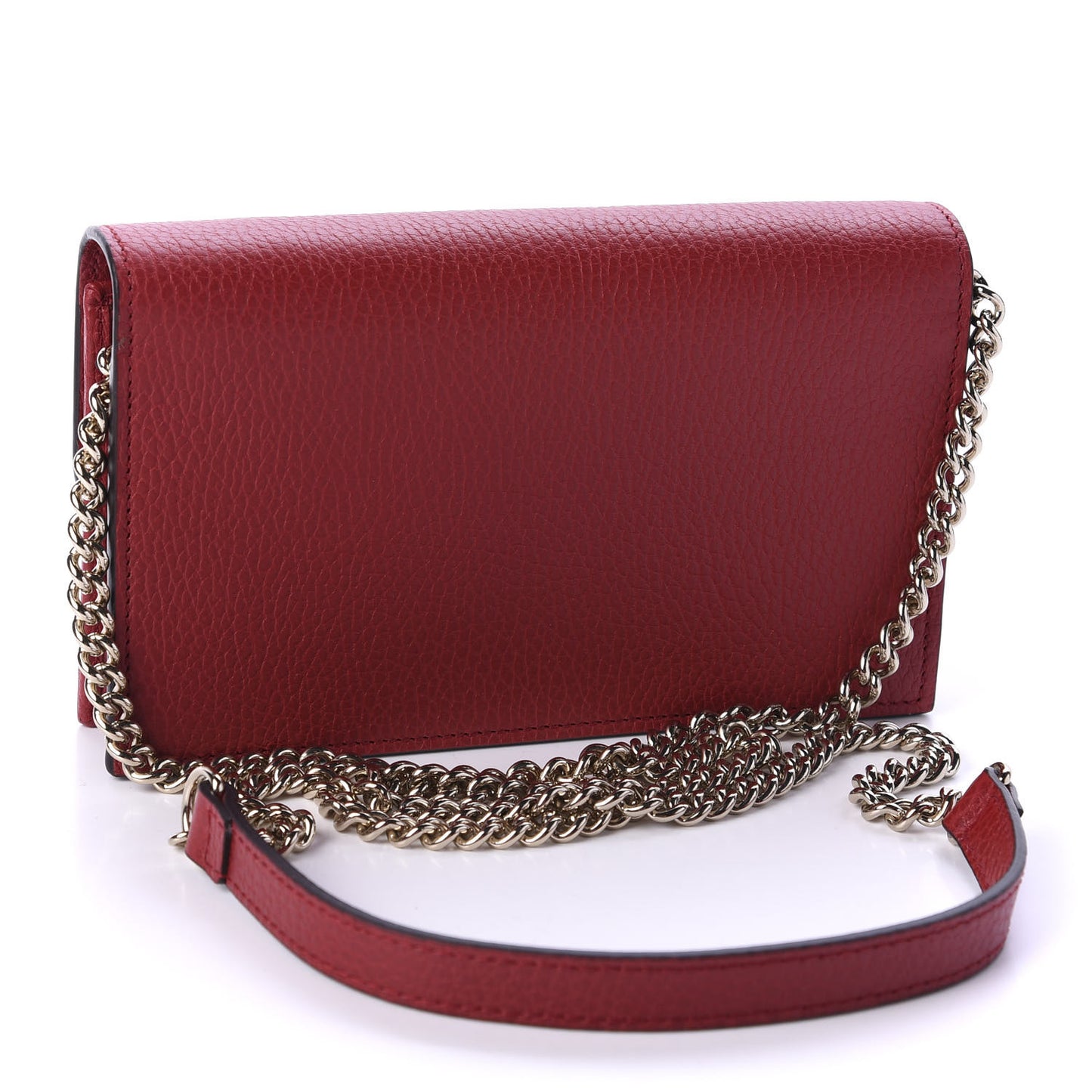 Dollar Calfskin Interlocking G Chain Wallet Red