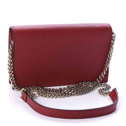 Gucci Dollar Calfskin Interlocking G Chain Wallet Red 3 of 11