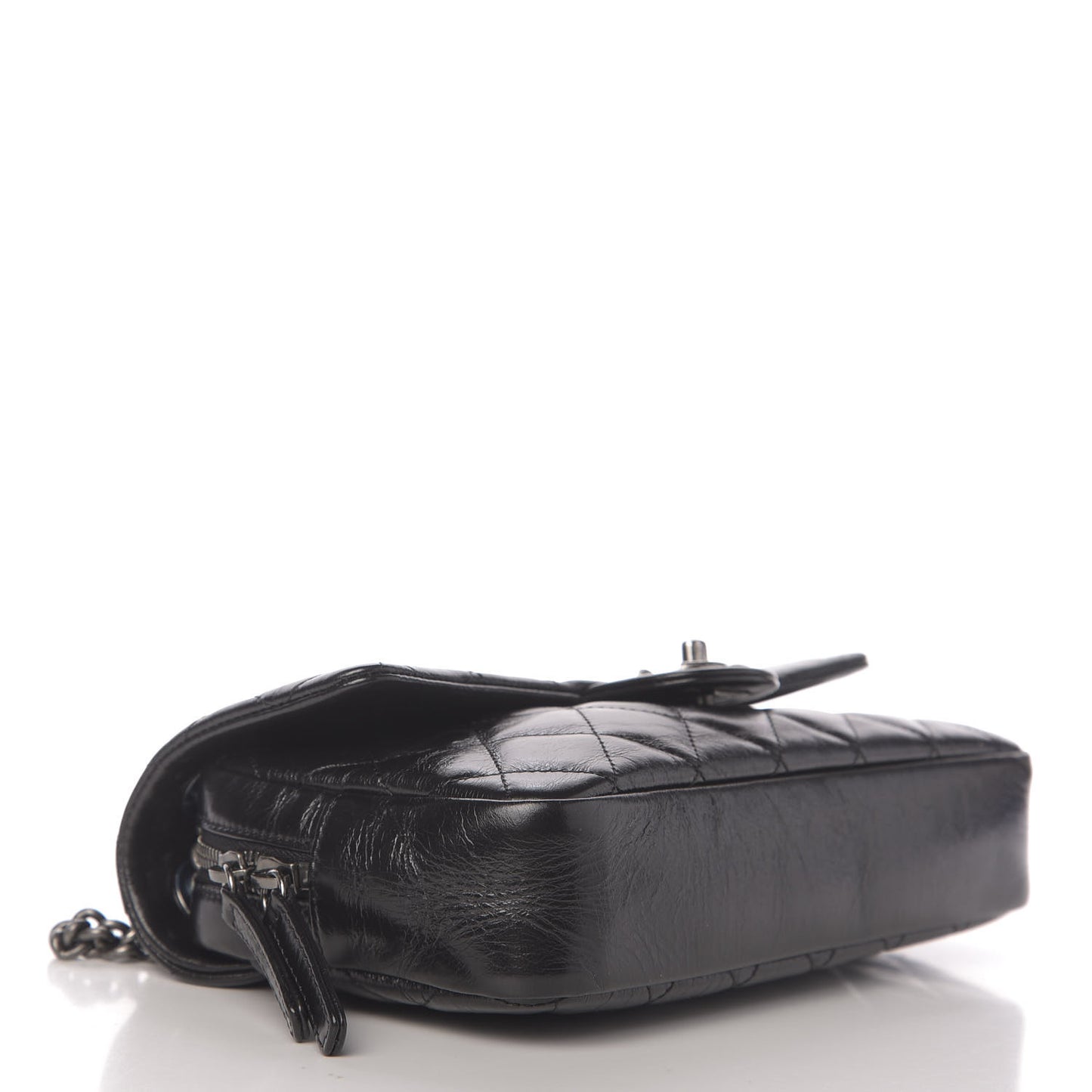 Glazed Calfskin Medium Duo Color Flap Black