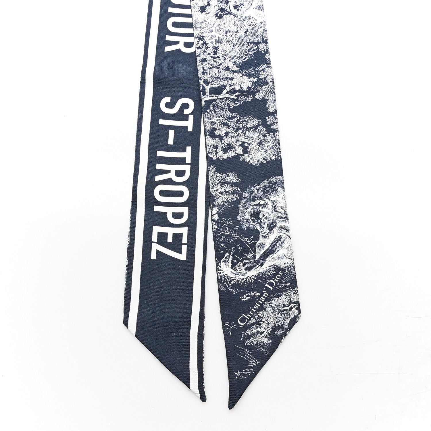 Christian Dior Silk Toile De Jouy Flowers Mitzah Scarf Blue White