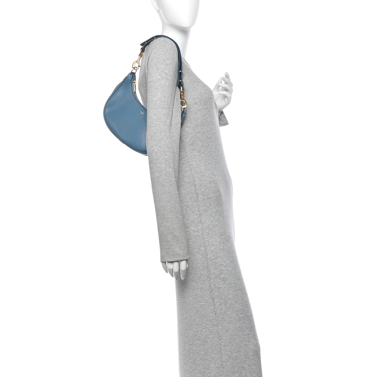 Smooth Calfskin Medium Strap Ava Shoulder Bag Denim