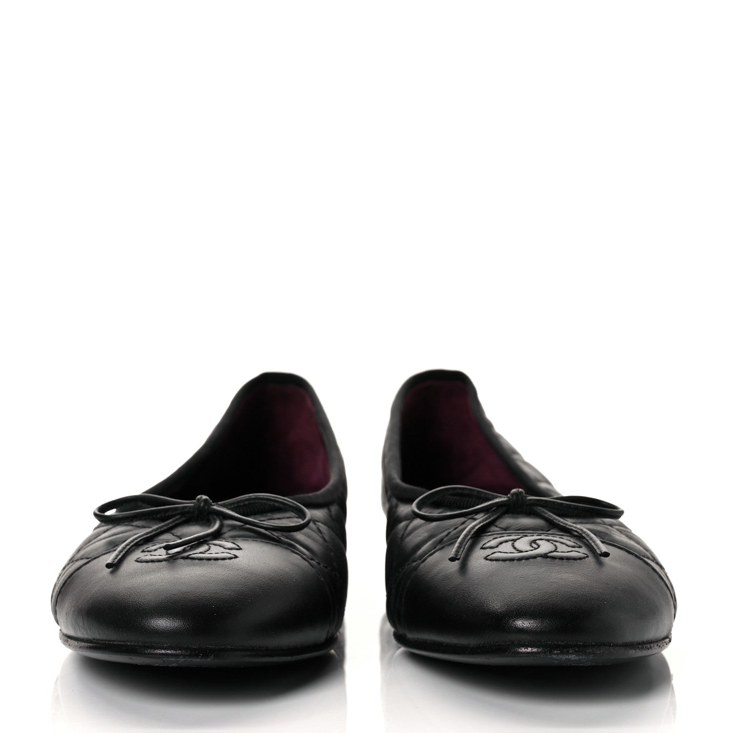 Chanel Aged Calfskin Quilted CC Cap Toe Ballerina Flats 40 Black 2 of 10