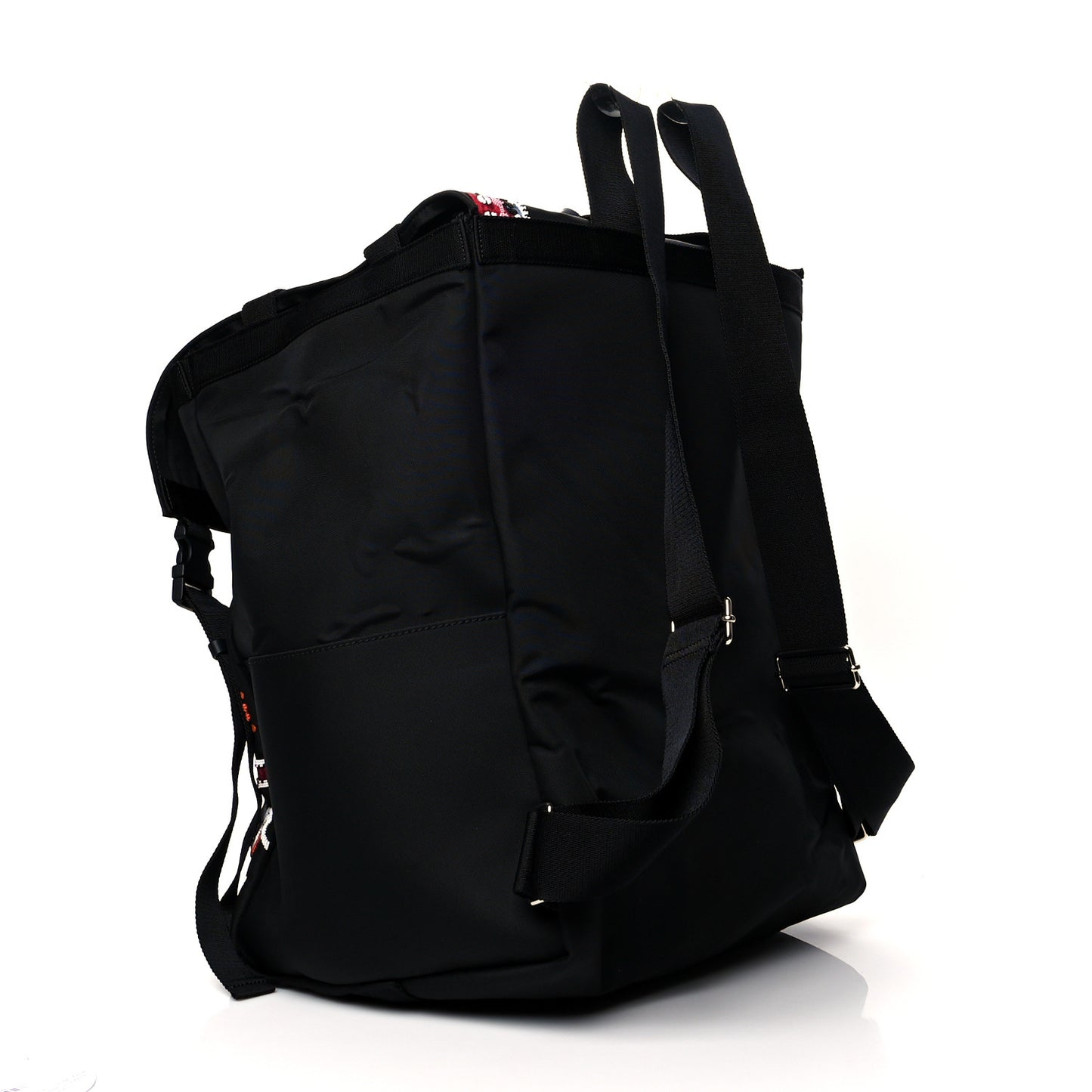 Nylon Embroidered Beaded Backpack Black Multicolor