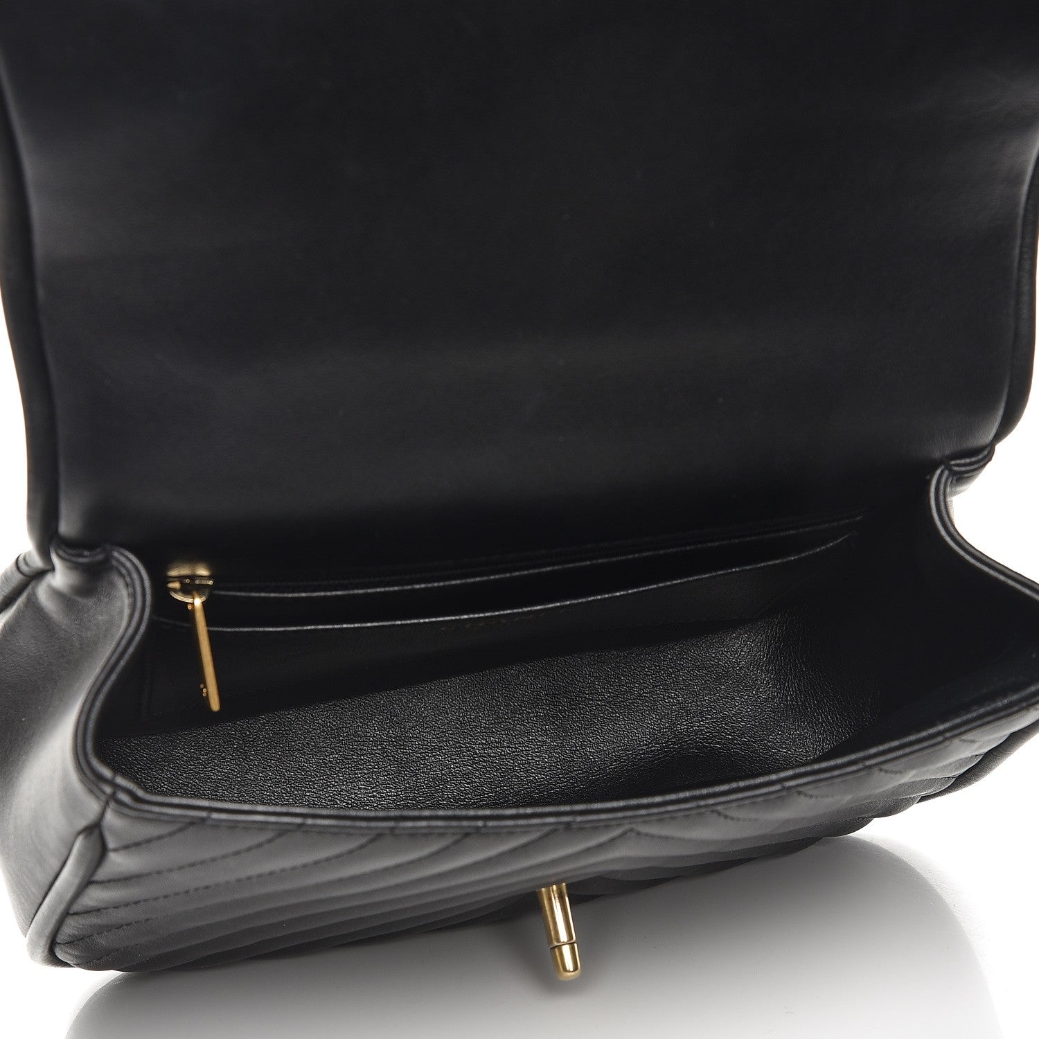Chanel Lambskin Reverse Chevron Quilted Round Top Handle Flap Black 5 of 8