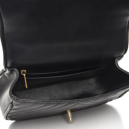 Chanel Lambskin Reverse Chevron Quilted Round Top Handle Flap Black 5 of 8