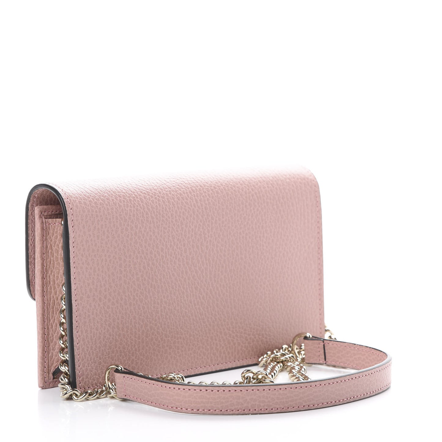 Dollar Calfskin Interlocking G Chain Wallet Soft Pink