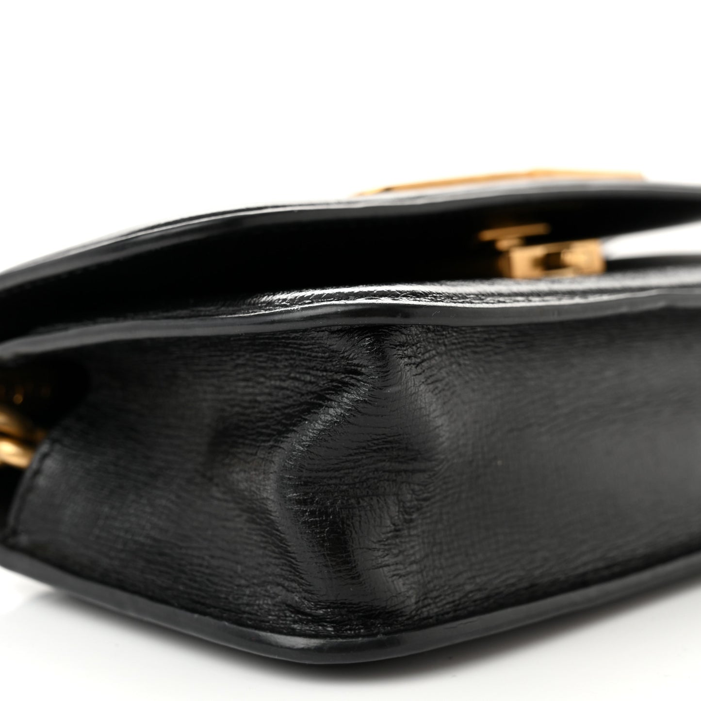 Calfskin Stripe Embossed Gossip Chain Bag XS Black