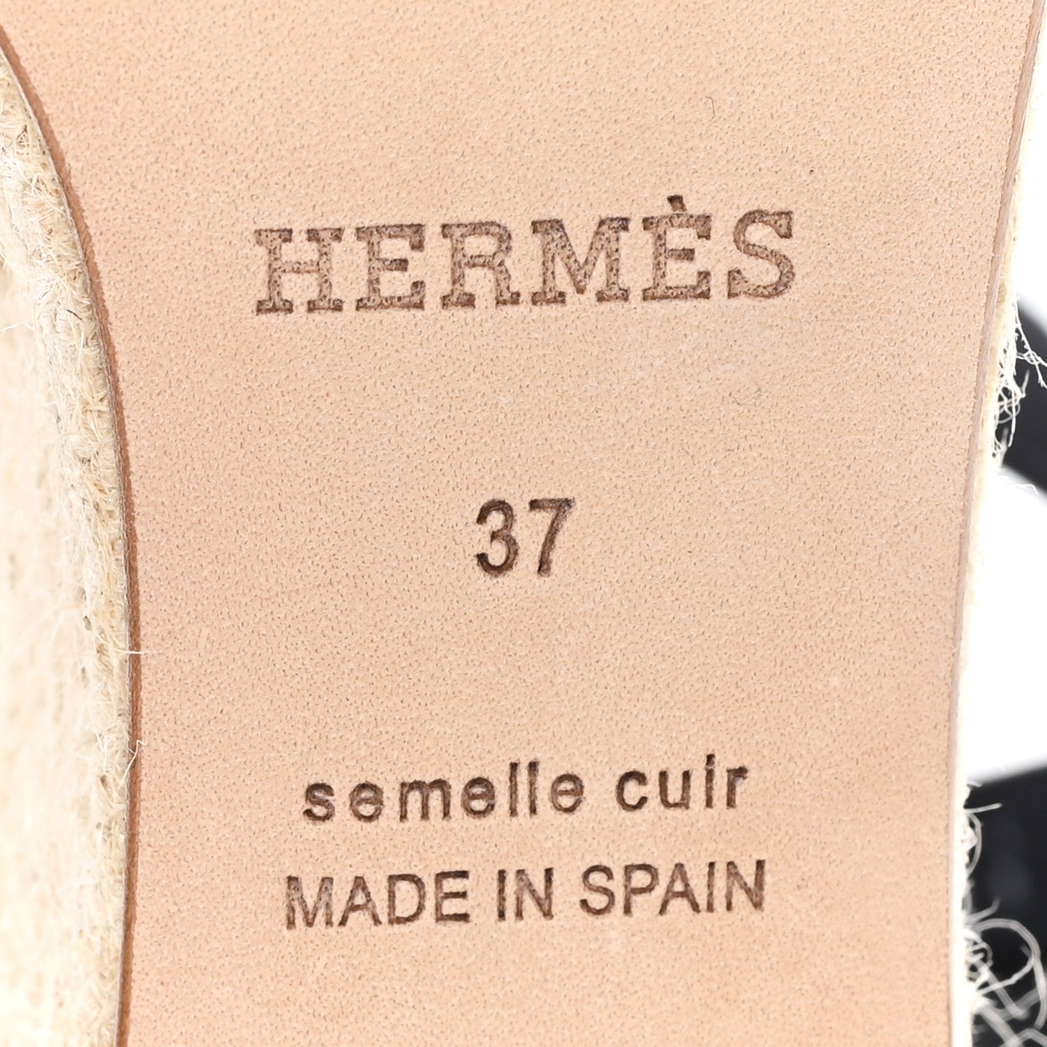 Hermes Goatskin Elda Espadrille Wedge Sandals 37 Black 7 of 10