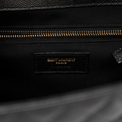 Saint Laurent Grain De Poudre Textured Mixed Matelasse Large Triquilt Monogram Satchel Black 6 of 15