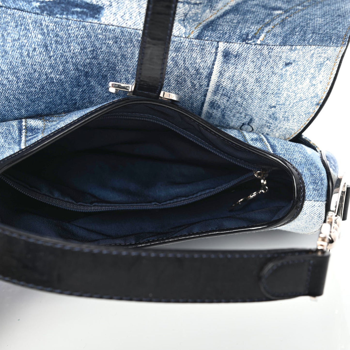 Denim Miss Diorella Double Saddle Bag Blue