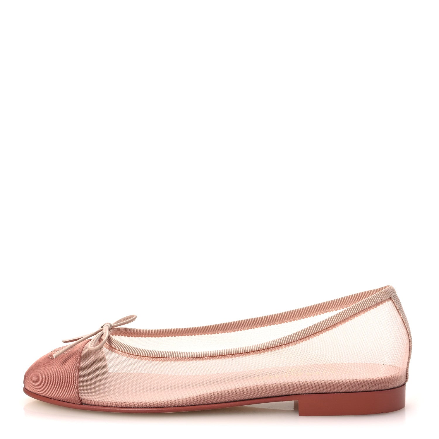 Chanel Mesh Grosgrain CC Cap Toe Ballerina Flats 38.5 Light Pink Dark Pink 1 of 12