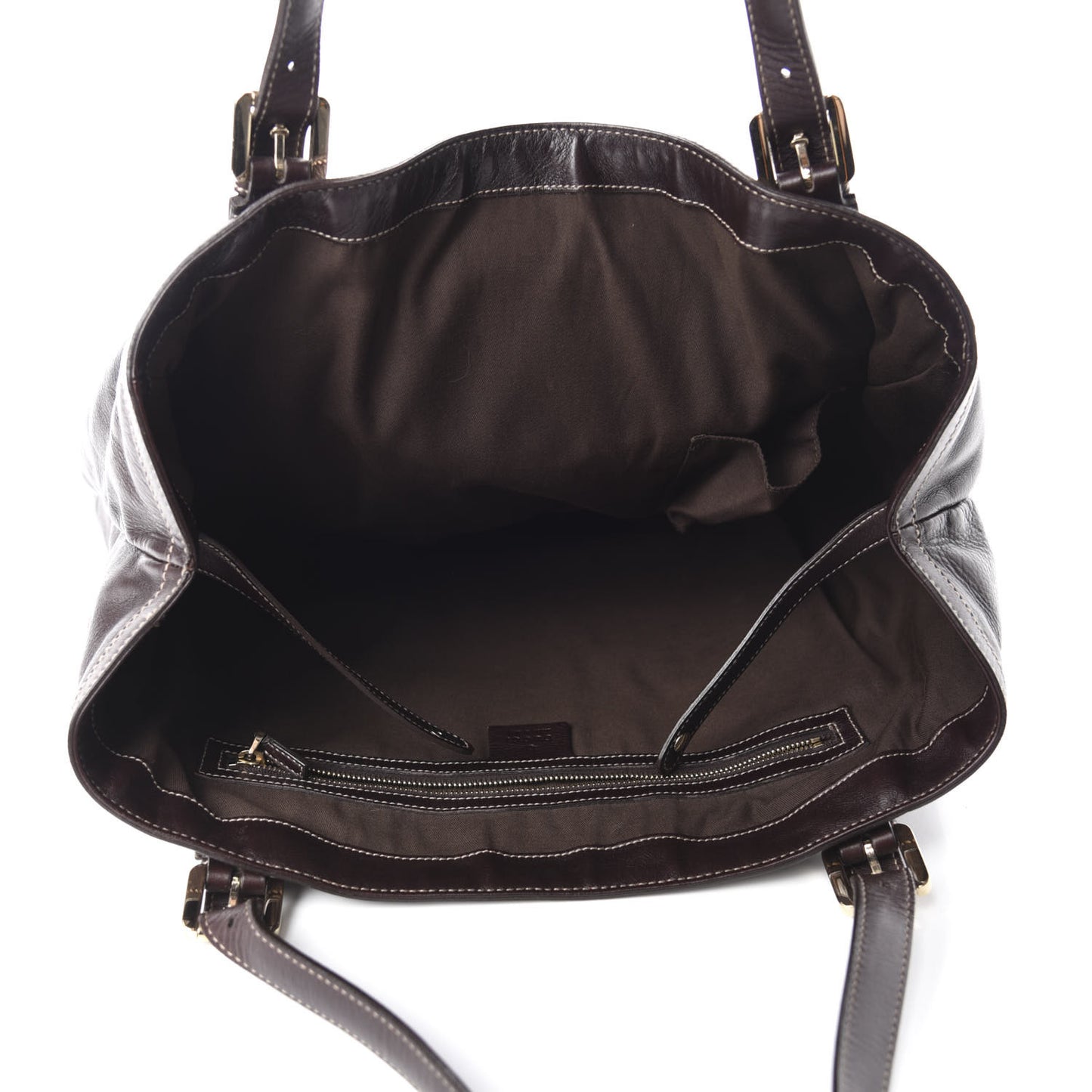 Calfskin Large Britt Shoulder Bag Dark Brown
