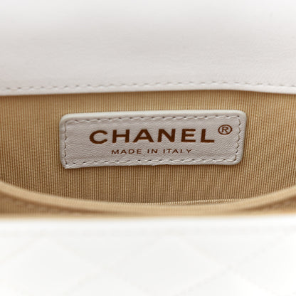 Chanel Patent Quilted North South Boy Flap White 6 of 9