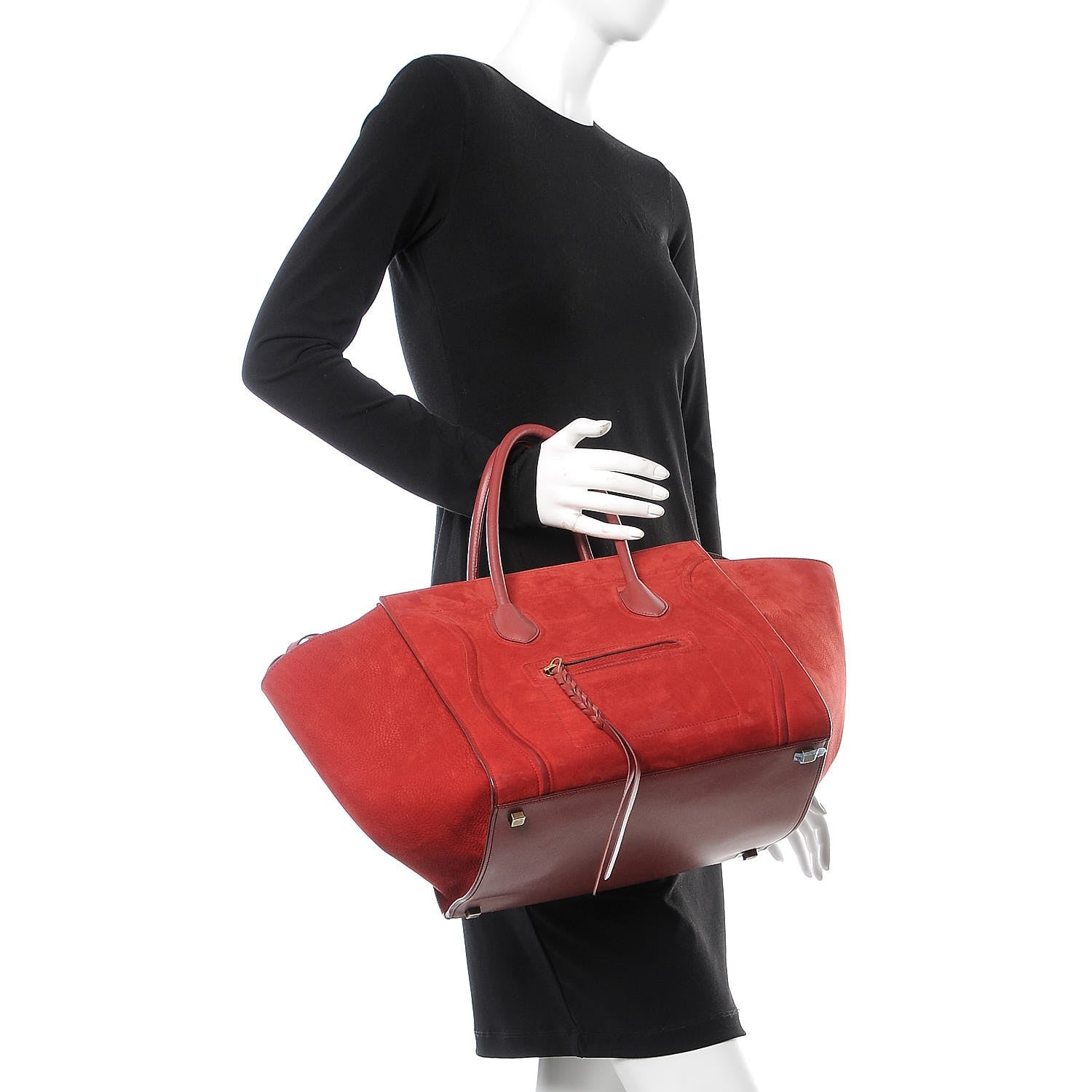 Celine Nubuck Medium Phantom Luggage Red 2 of 7