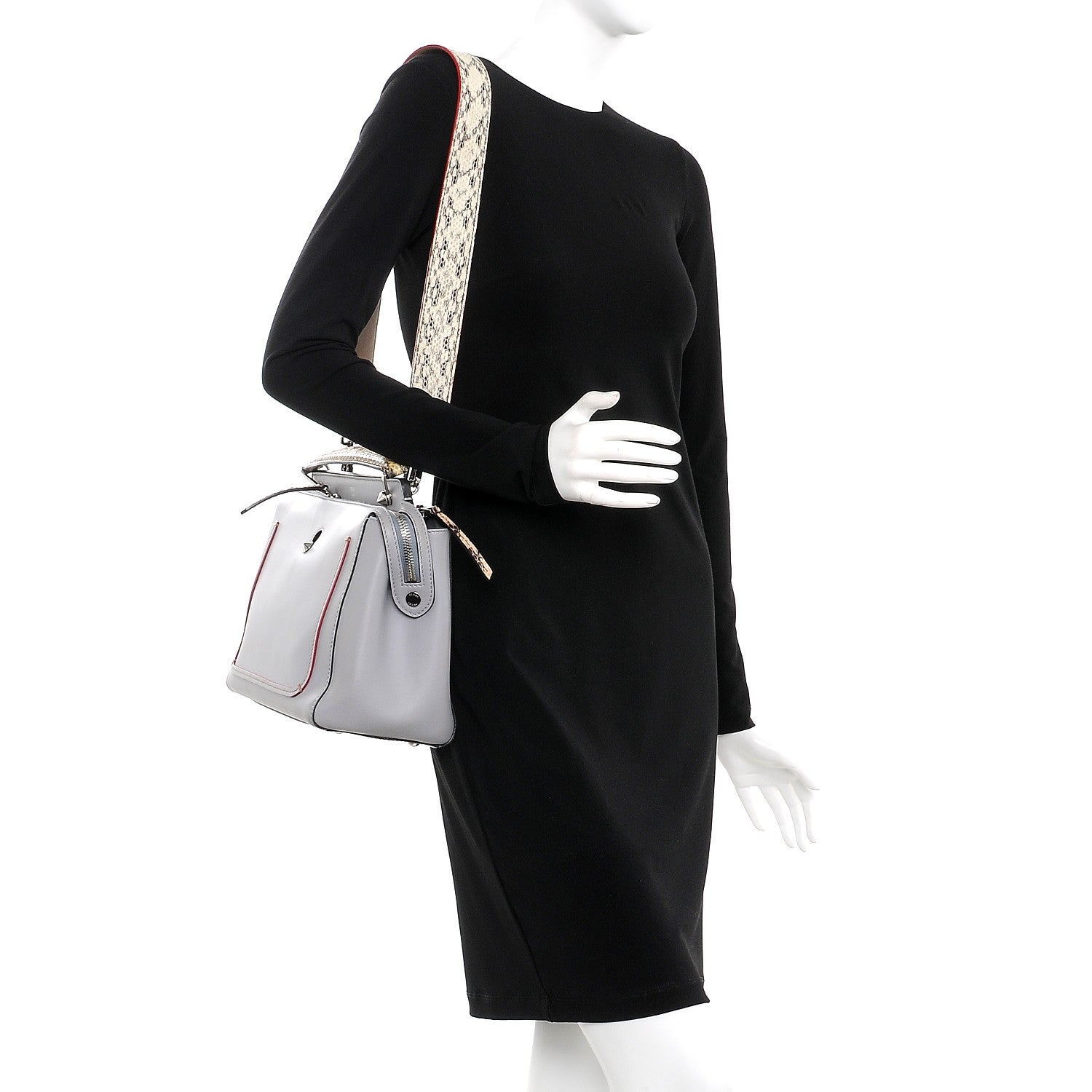 Fendi Vitello Baltico Dolce Elaphe DotCom Satchel Ardesia Grano Multicolor 2 of 9