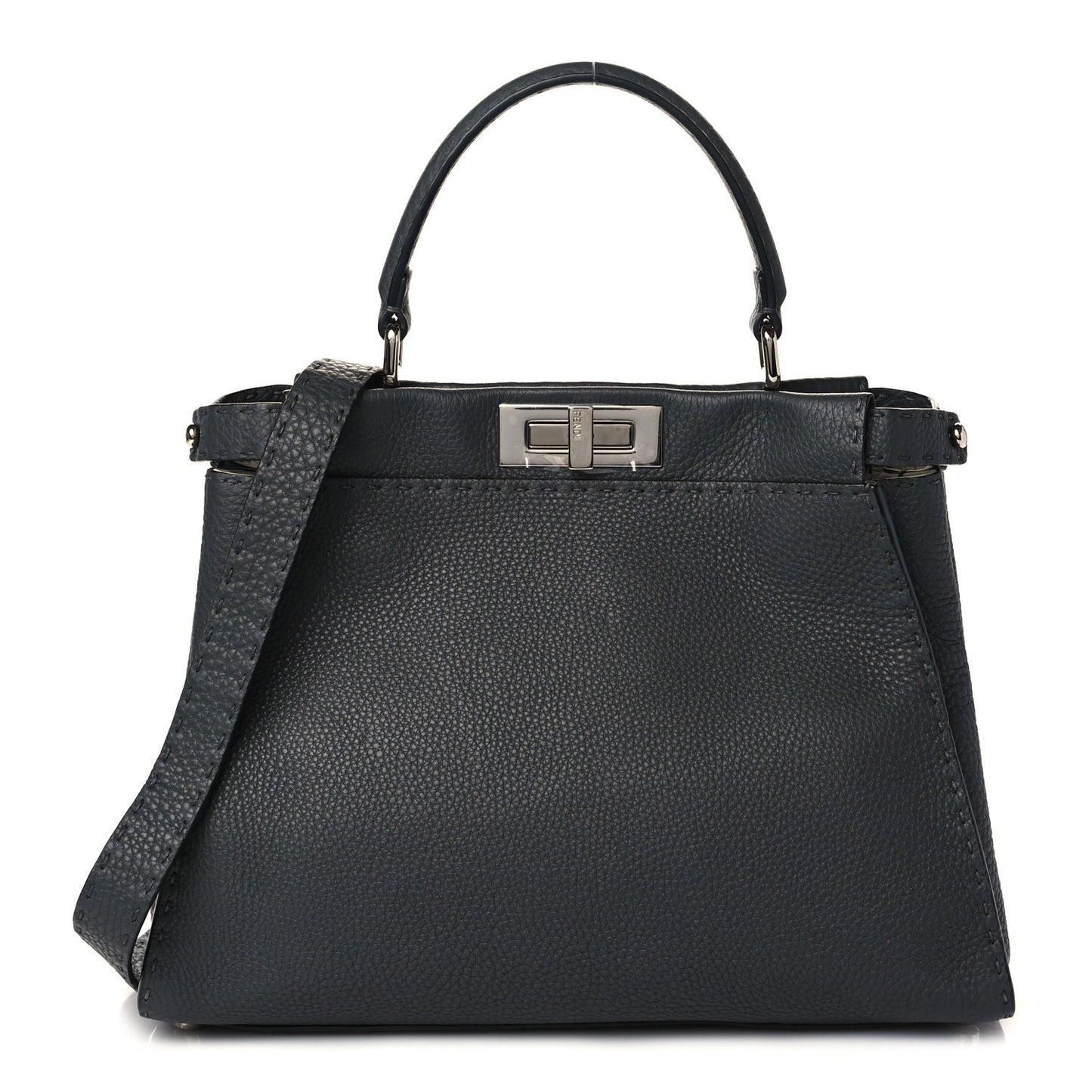 Cuoio Romano Selleria Bi-Color Medium Peekaboo Iconic Satchel Asfalto Latte
