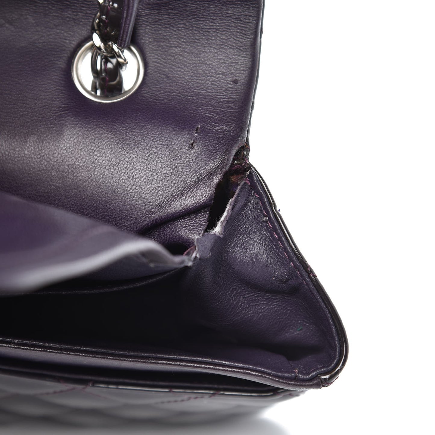 Patent Quilted Medium Double Flap Purple