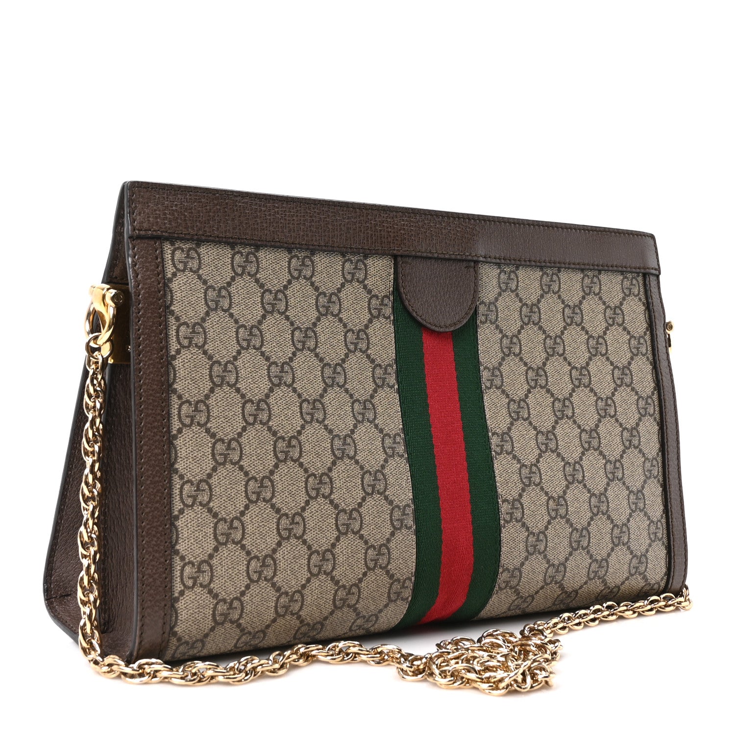 Gucci GG Supreme Monogram Web Medium Ophidia Chain Shoulder Bag Brown 3 of 10