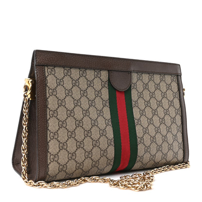 Gucci GG Supreme Monogram Web Medium Ophidia Chain Shoulder Bag Brown 3 of 10