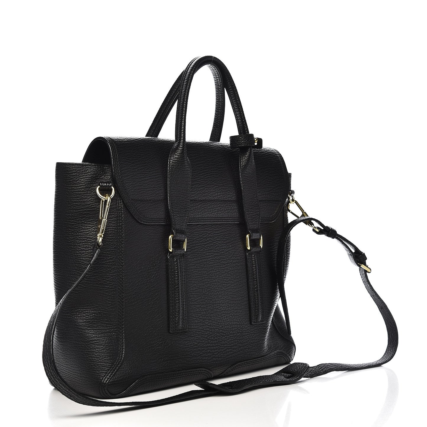 3.1 Textured Calfskin Large Pashli Satchel Black