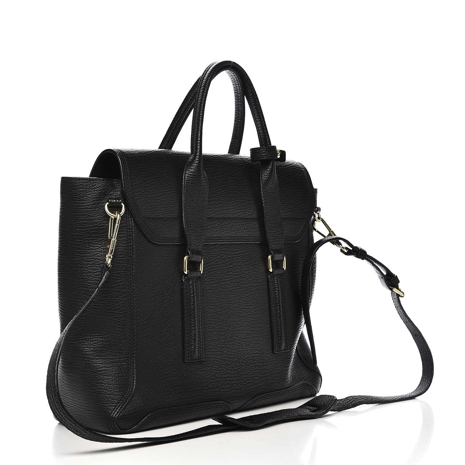 3.1 Phillip Lim 3.1 Textured Calfskin Large Pashli Satchel Black 3 of 13