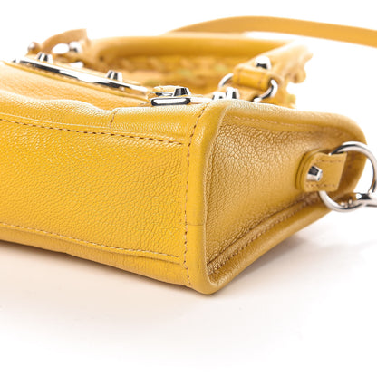 Balenciaga Chevre Silver Metallic Edge Hardware Nano City Jaune Epi 9 of 9