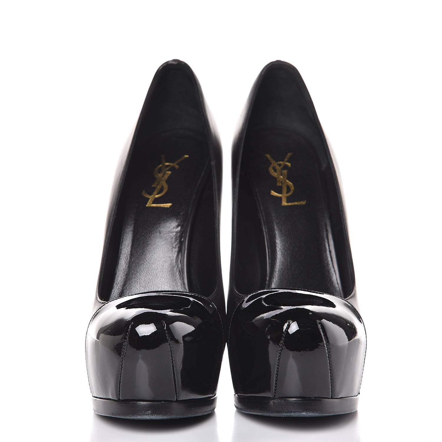 Saint Laurent Calfskin Vitello Vernice Tribtoo 105 Pumps 37.5 Black 2 of 14