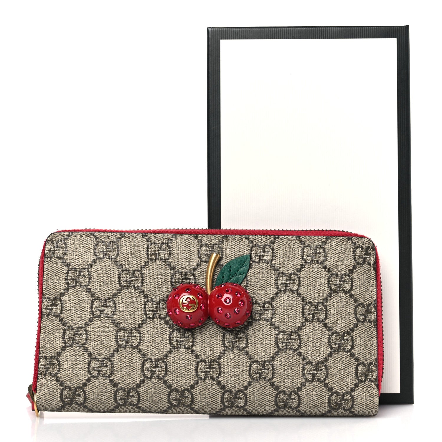 Gucci GG Supreme Monogram Cherries Zip Around Wallet Hibiscus Red 7 of 7