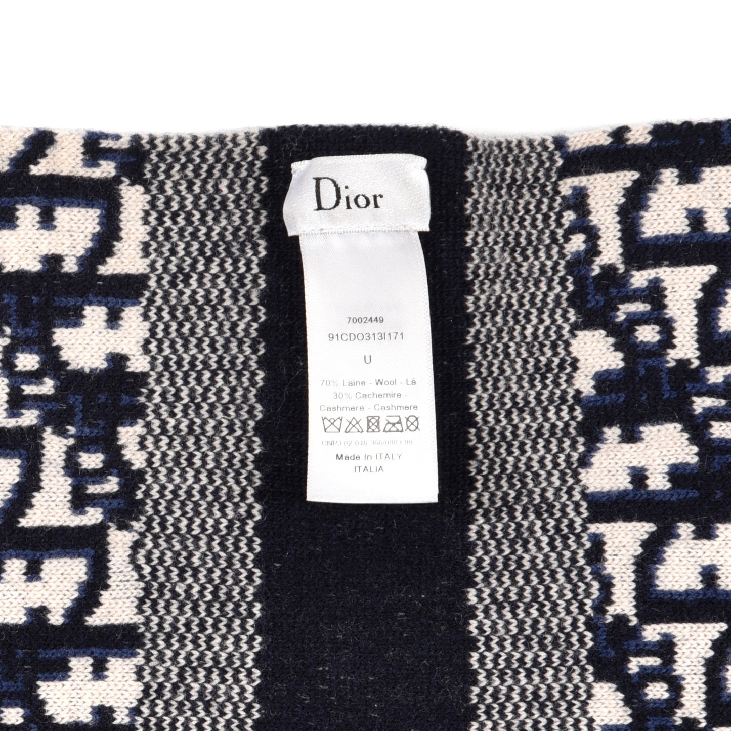 Wool Cashmere Oblique Scarf Beige Blue Black
