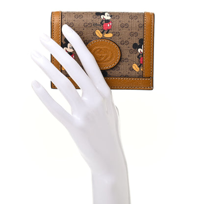 Gucci X DISNEY Mini Vintage GG Supreme Monogram Mickey Mouse Card Holder Wallet Beige Vintage Sun Oil 2 of 7