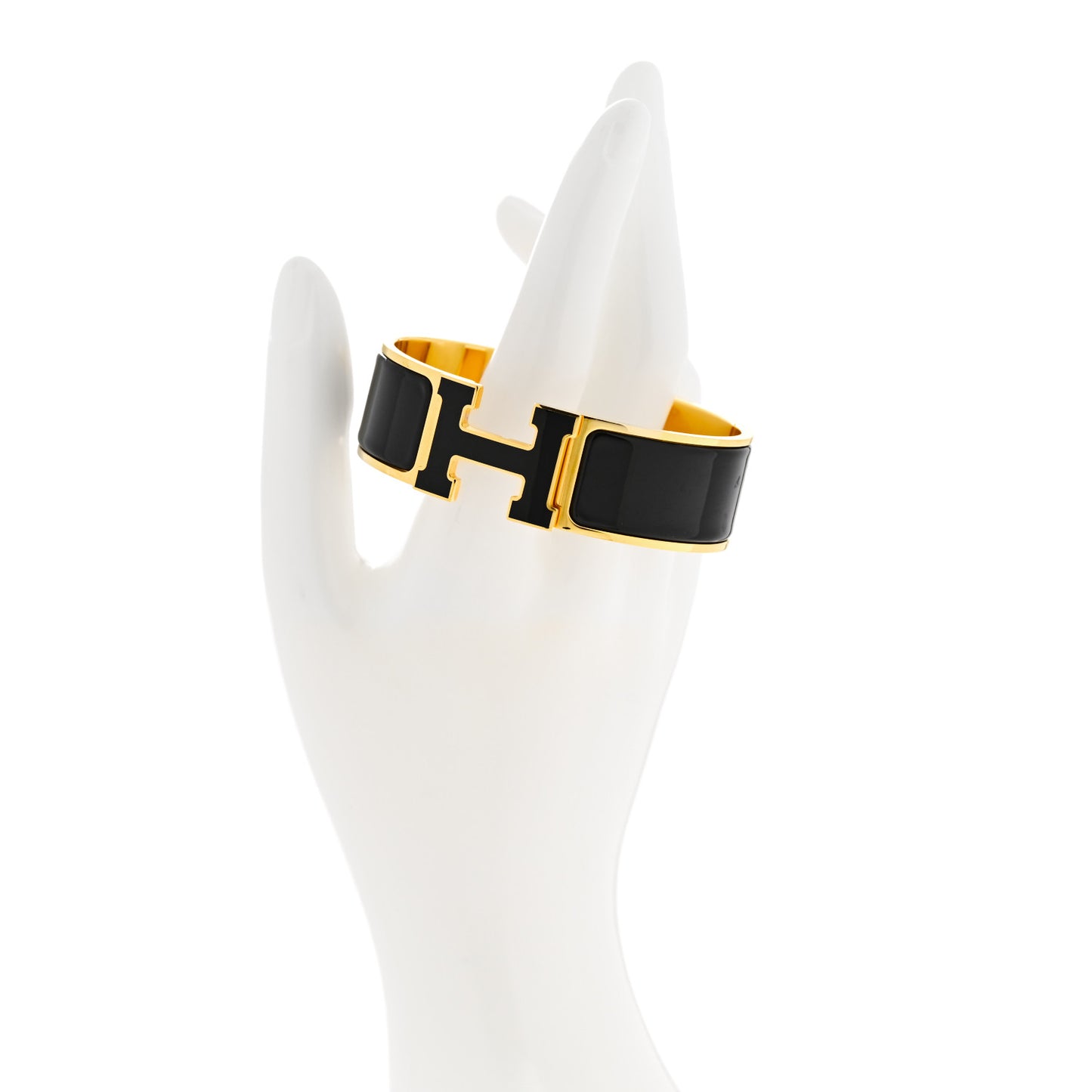 Enamel Wide Clic Clac H Bracelet GM Black
