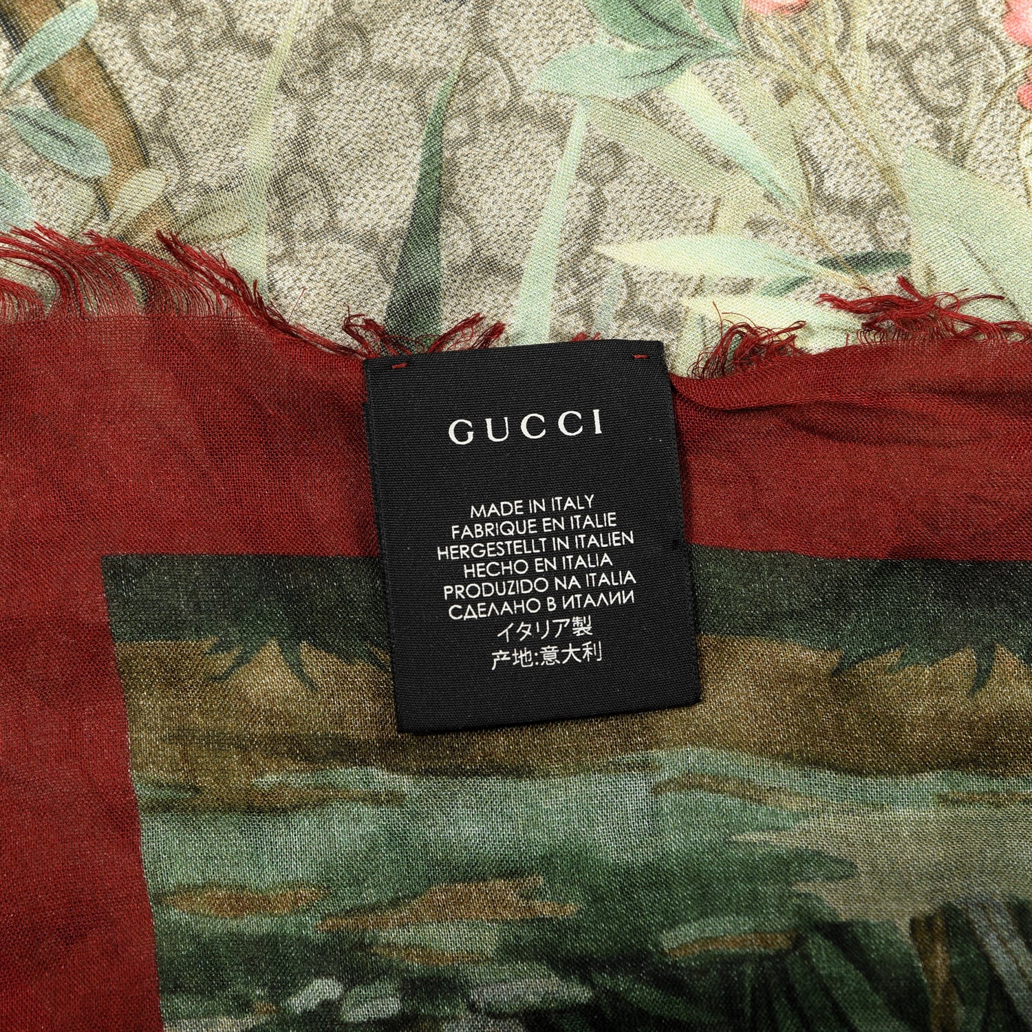 Gucci Modal Silk Monogram Tian Print Shawl Red 2 of 4