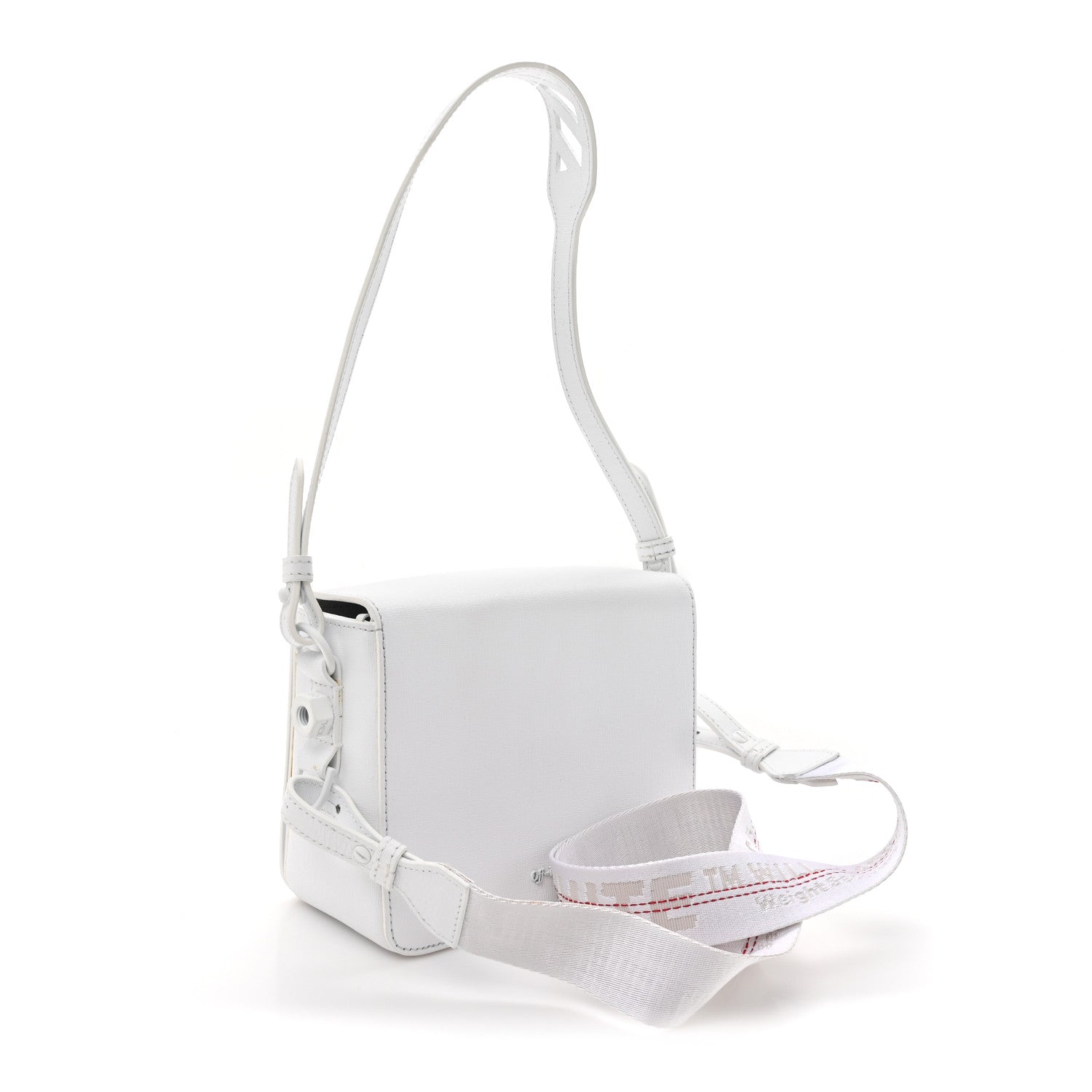 Off-White Saffiano Striped Mini Diag Binder Clip Bag White Black 3 of 11
