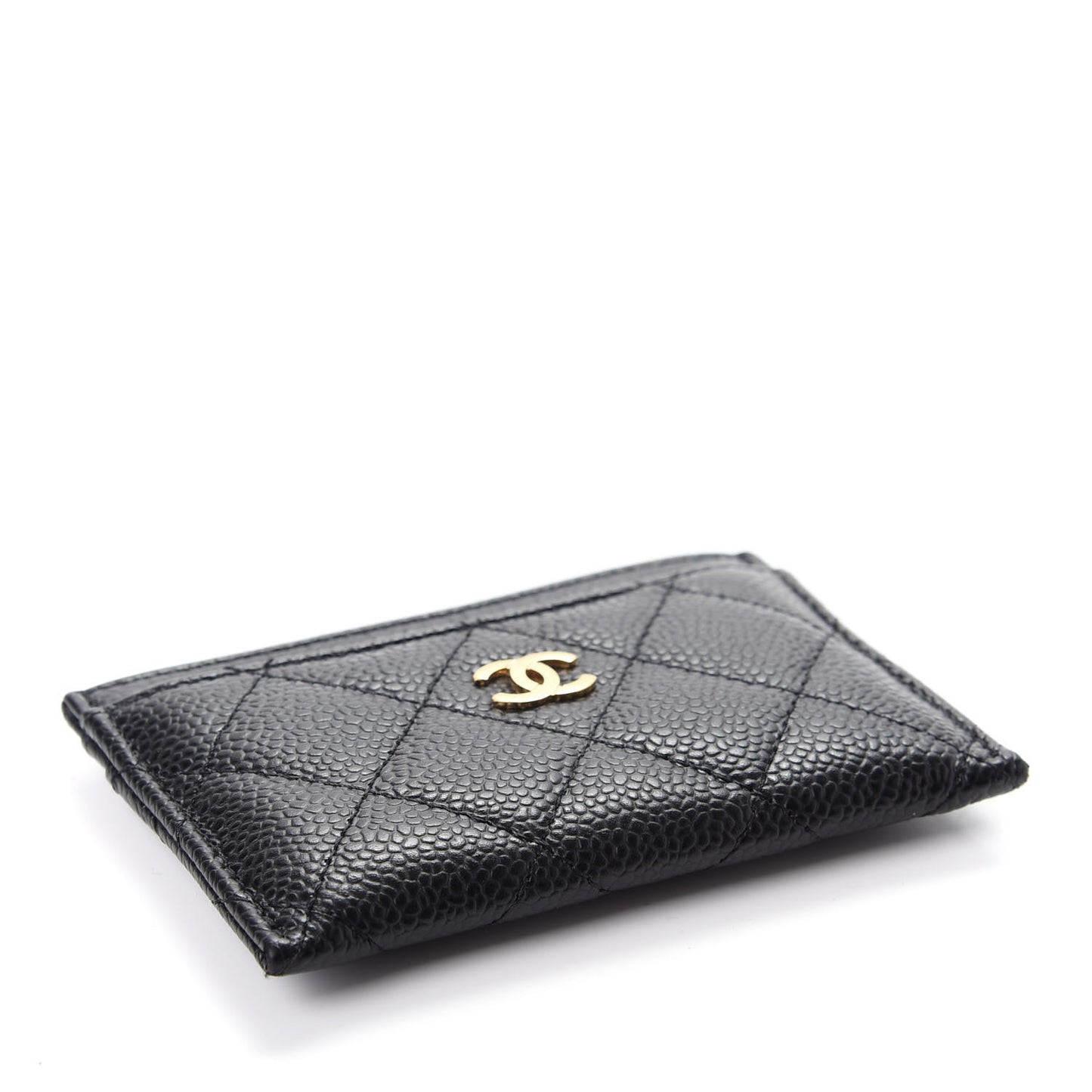 Caviar Quilted Card Holder Black