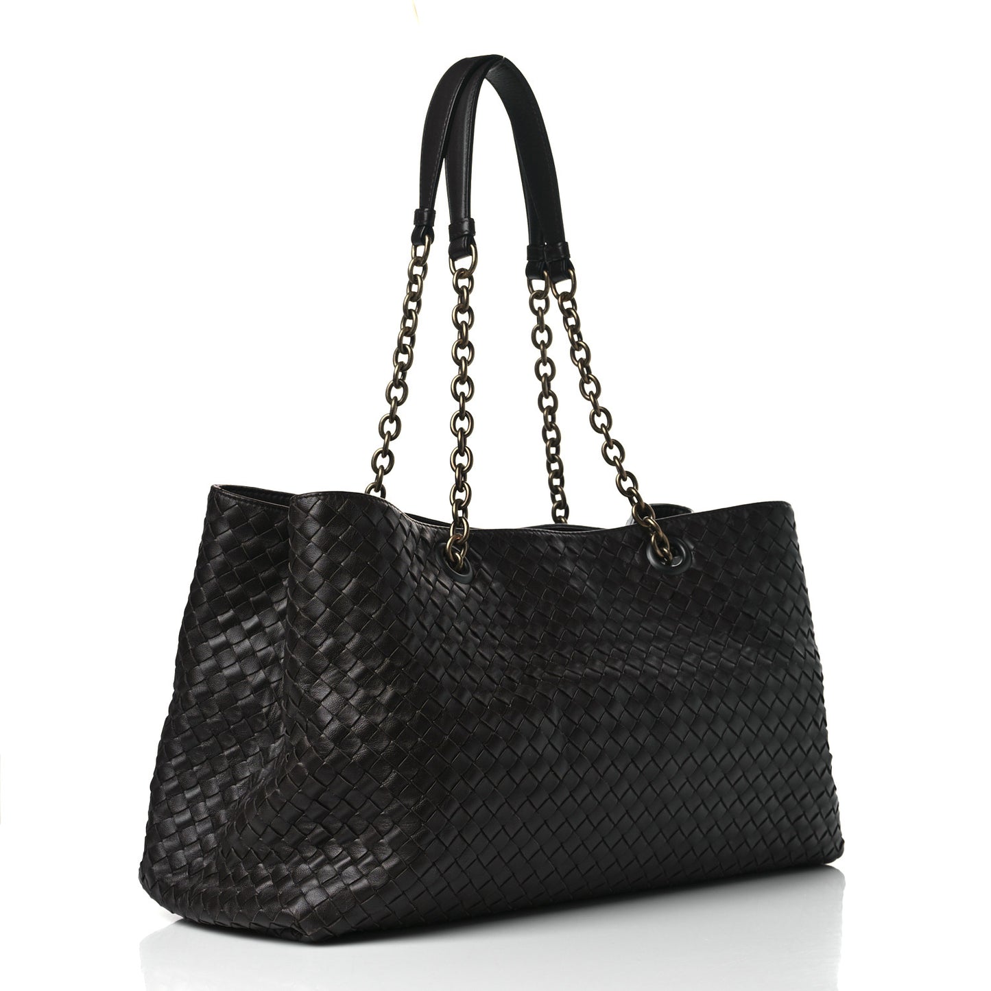 Nappa Intrecciato Large Classic Chain Strap Tote Ebano