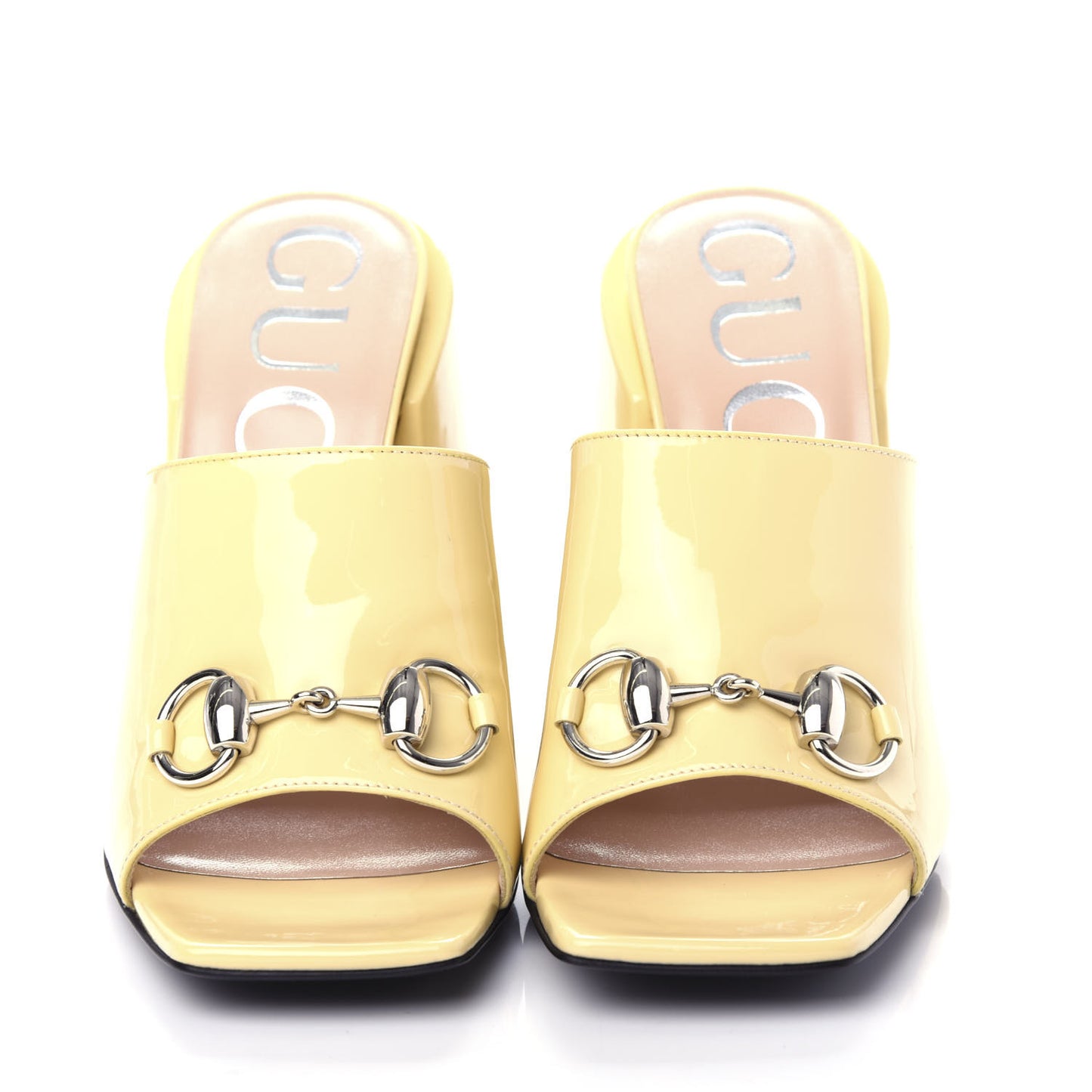 Patent Lexi Horsebit High-Heel Slide Sandals 35 Burro