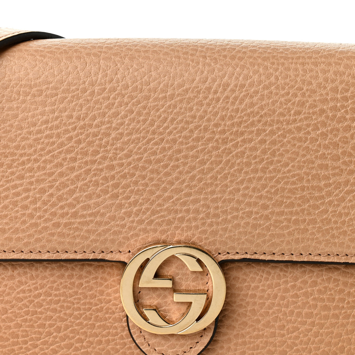 Gucci Dollar Calfskin Interlocking G Chain Wallet Camelia 7 of 9