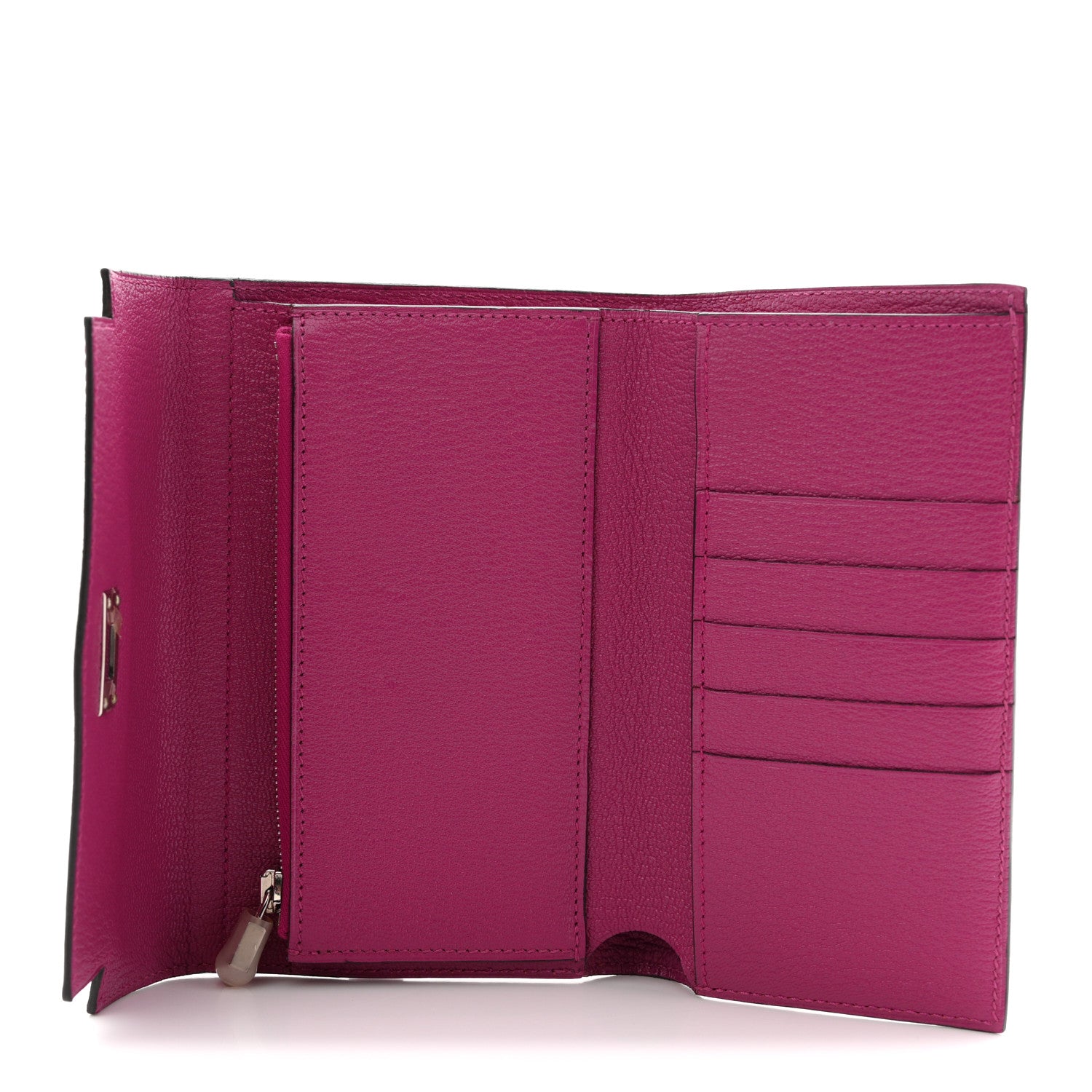 Hermes Chevre Mysore Medium Kelly Wallet Fuchsia 5 of 8