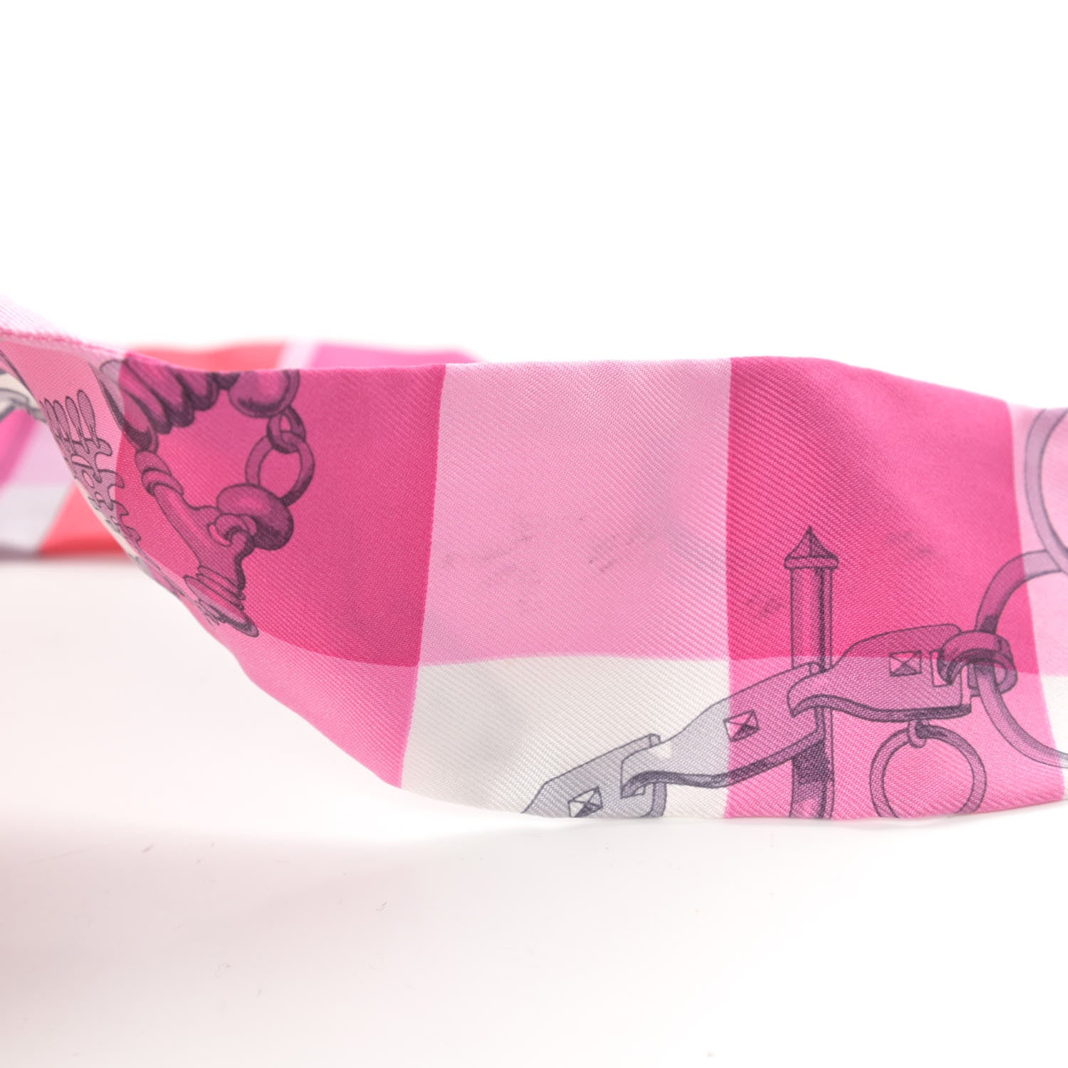Hermes Silk Mors Et Gourmettes Vichy Twilly Rose Vif Framboise White 4 of 4