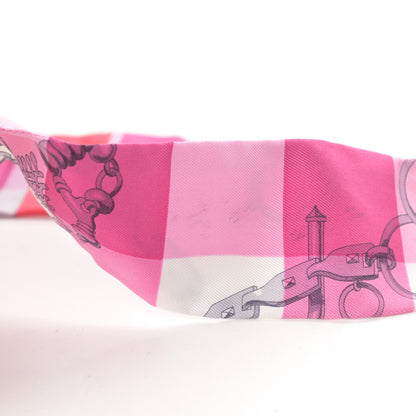 Hermes Silk Mors Et Gourmettes Vichy Twilly Rose Vif Framboise White 4 of 4