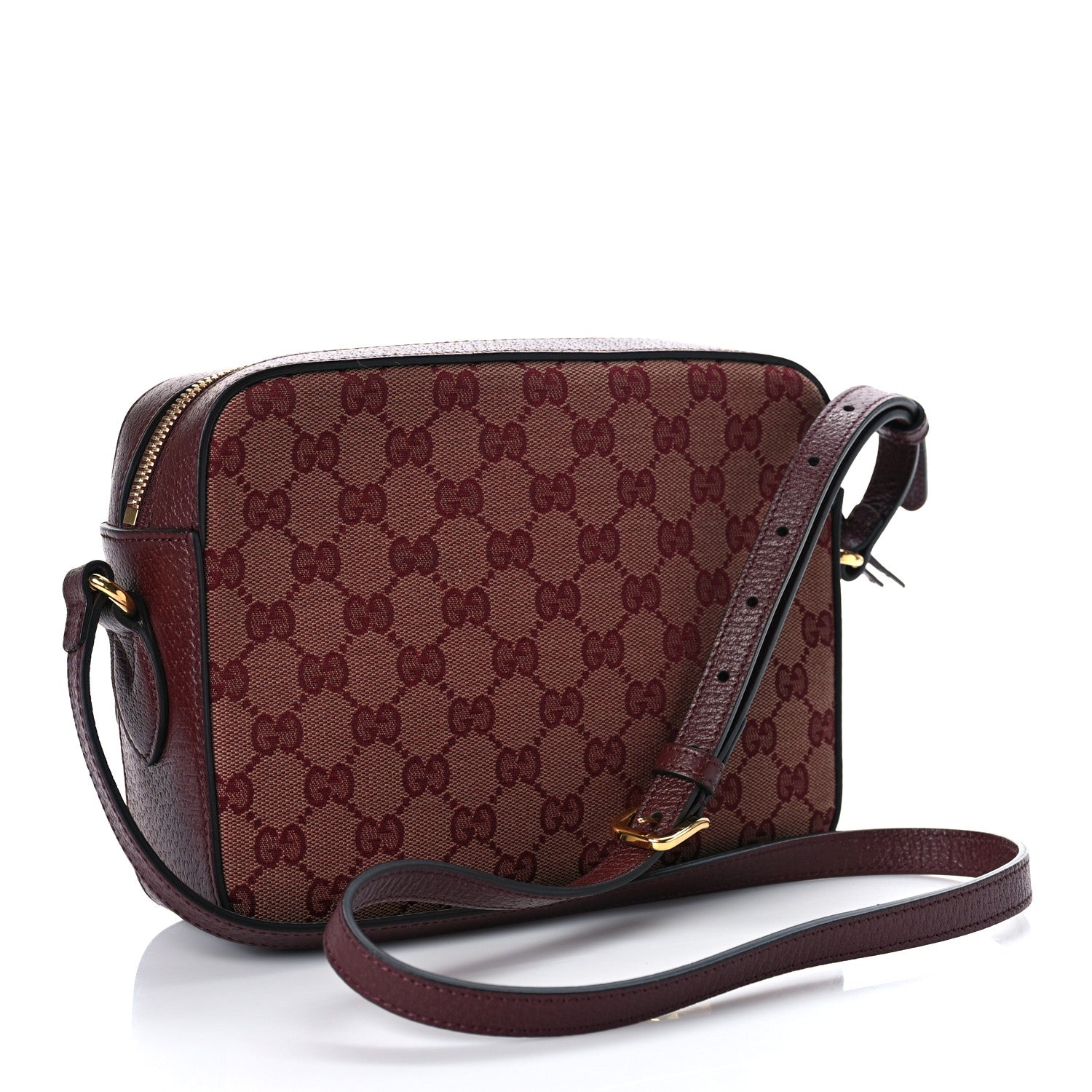 Gucci Monogram Textured Dollar Calfskin Small Horsebit 1955 Shoulder Bag Sahara Rubino Chardonnay 3 of 9