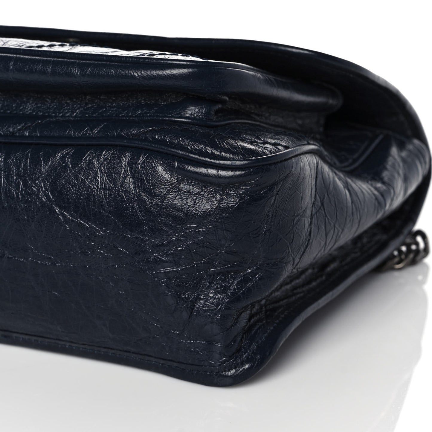 Crinkled Calfskin Matelasse Monogram Medium Niki Chain Satchel Deep Marine