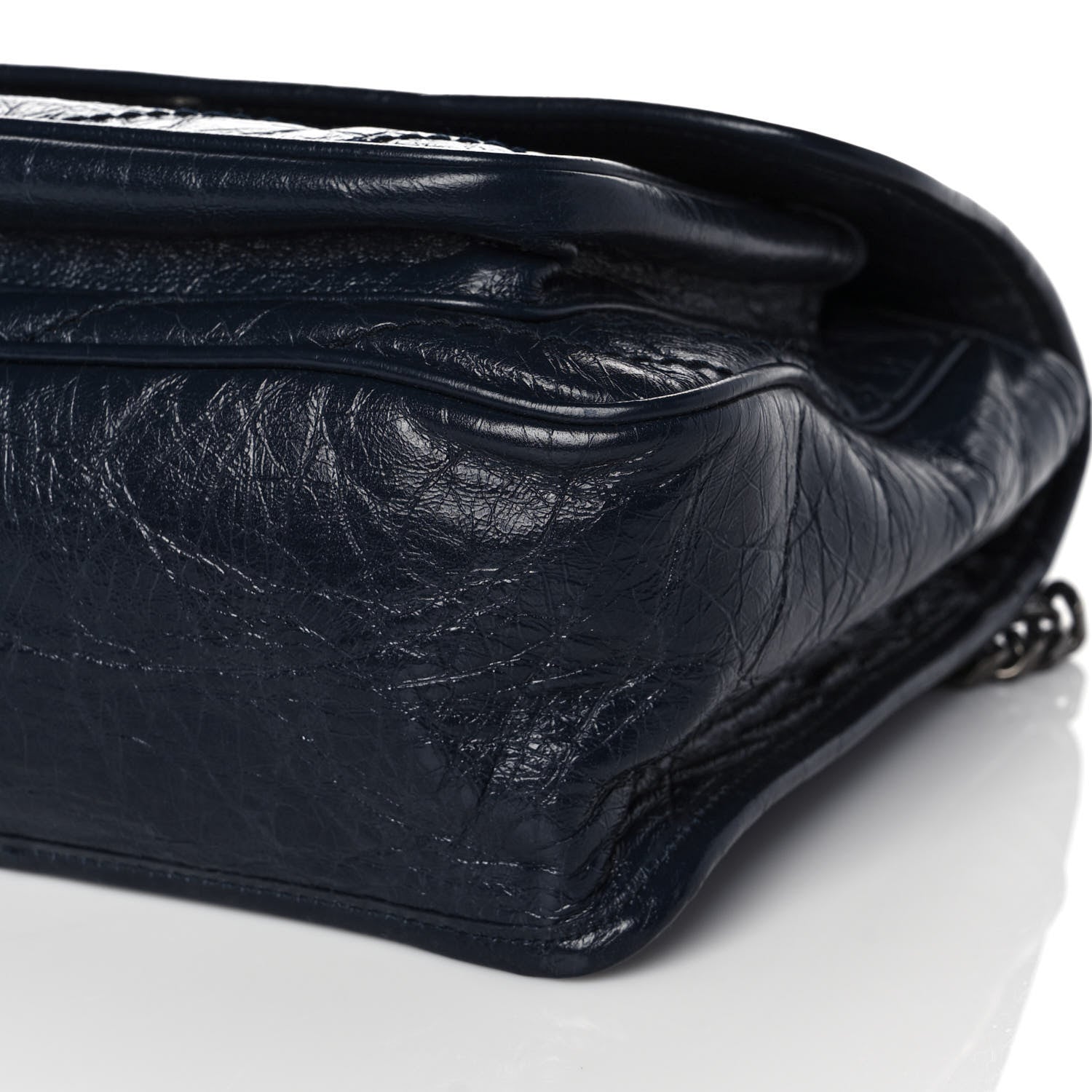 Saint Laurent Crinkled Calfskin Matelasse Monogram Medium Niki Chain Satchel Deep Marine 9 of 10